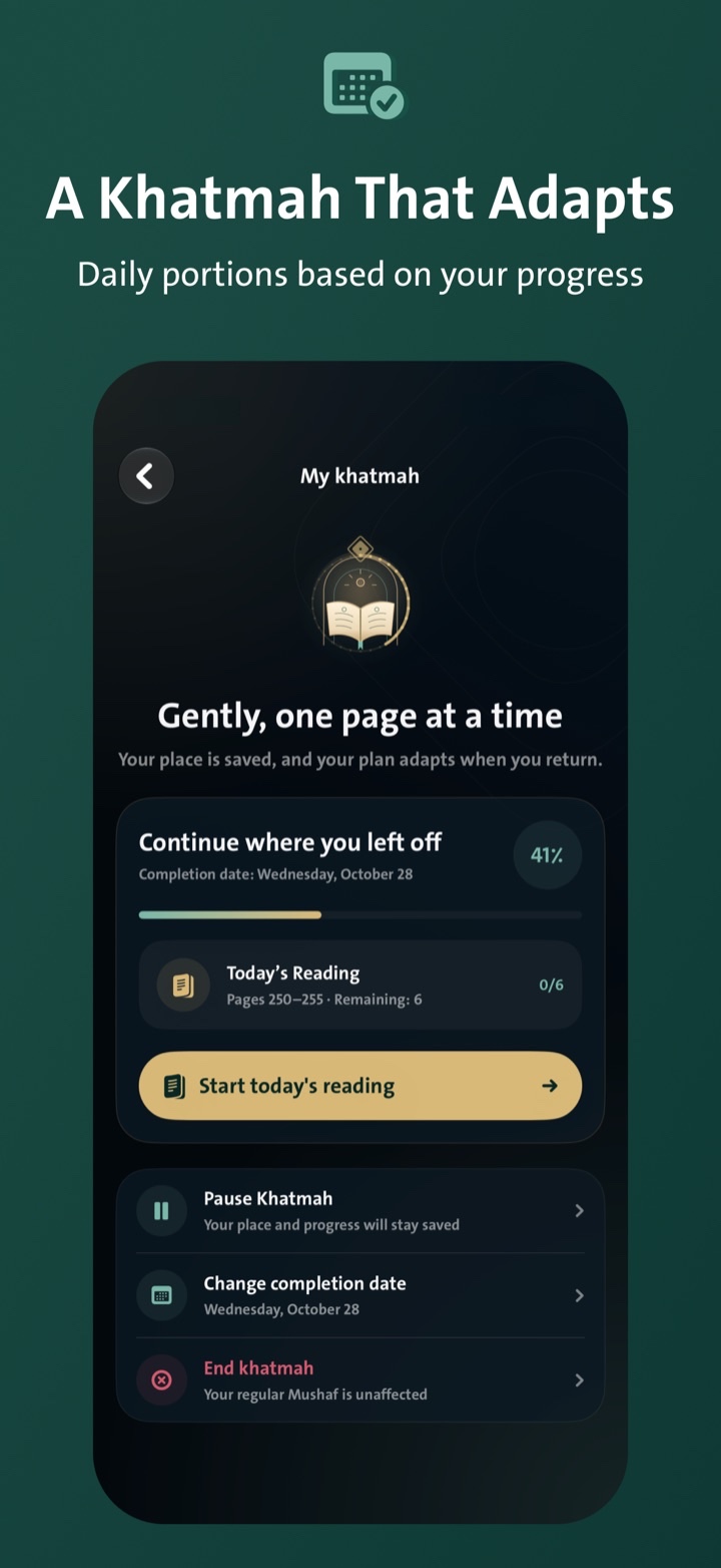 An adaptive khatmah based on your progress