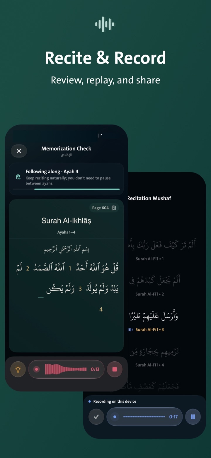 Recording and reviewing Quran recitation in Wird