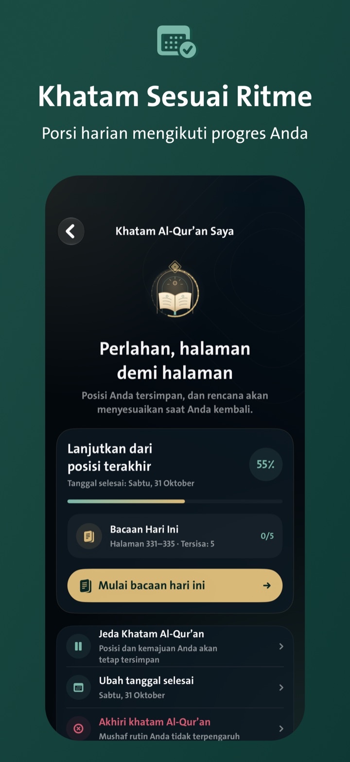 Target khatam yang menyesuaikan kemajuan bacaan